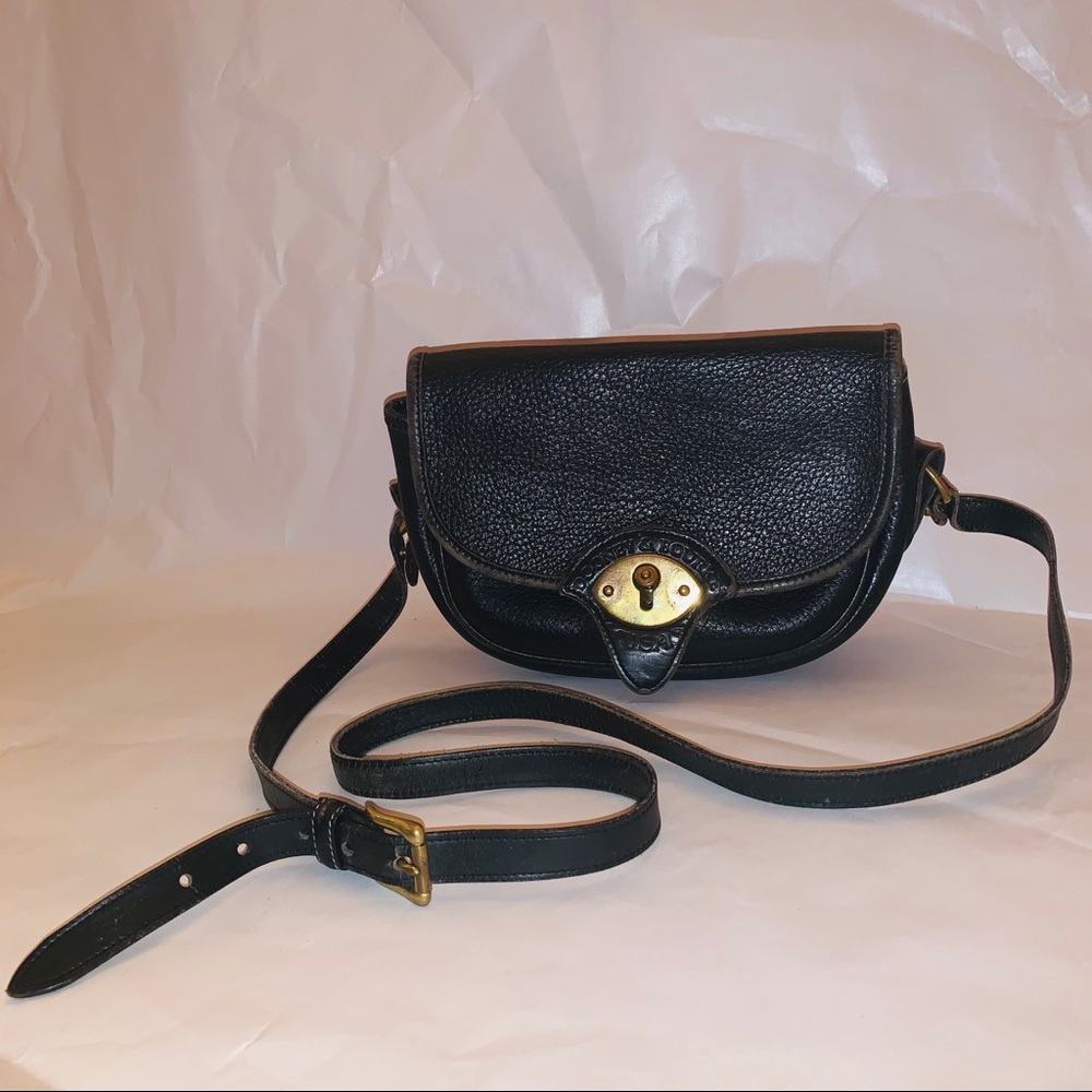 Dooney & Bourke vintage black leather saddle bag